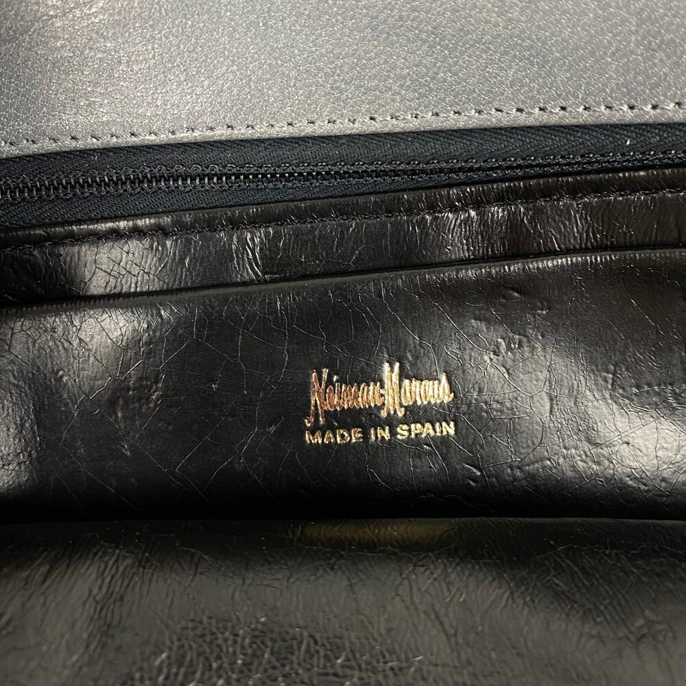 Neiman Marcus Vintage Gray Leather Hand Bag Formal - Picture 12 of 13